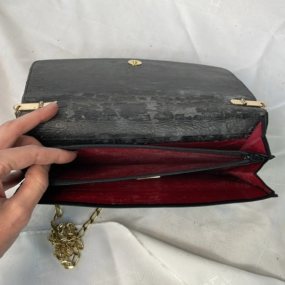Givenchy Black Quilted Leather Flat Clutch Flap Bag on Chain Small Night Out